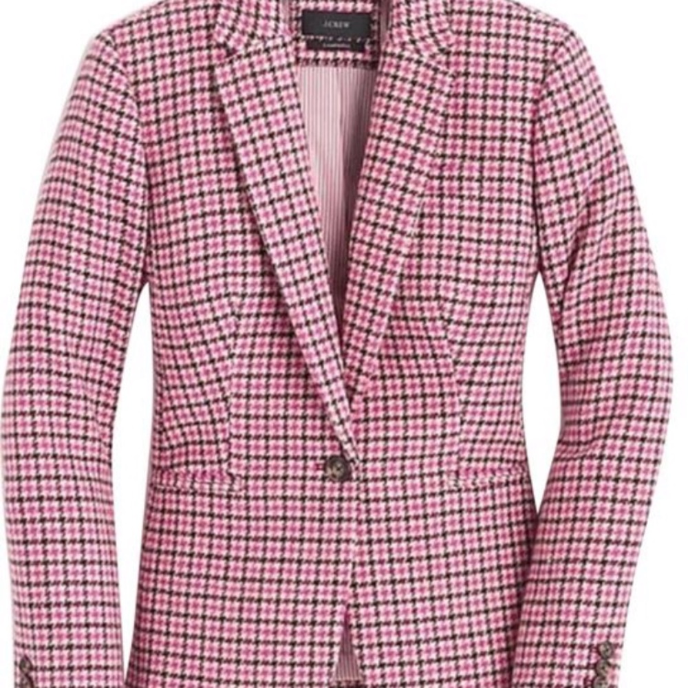 J Crew Campbell Houndstooth Pink Blazer size 8